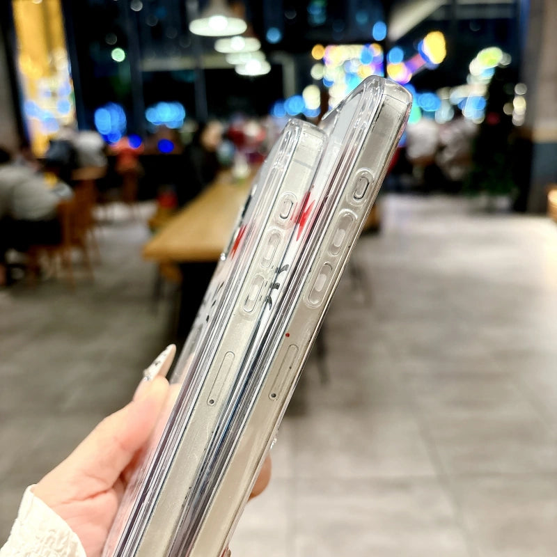 Cute Liquid Sand Phone Case • Floating Glitter Kitty Design • Optional Charm Strap